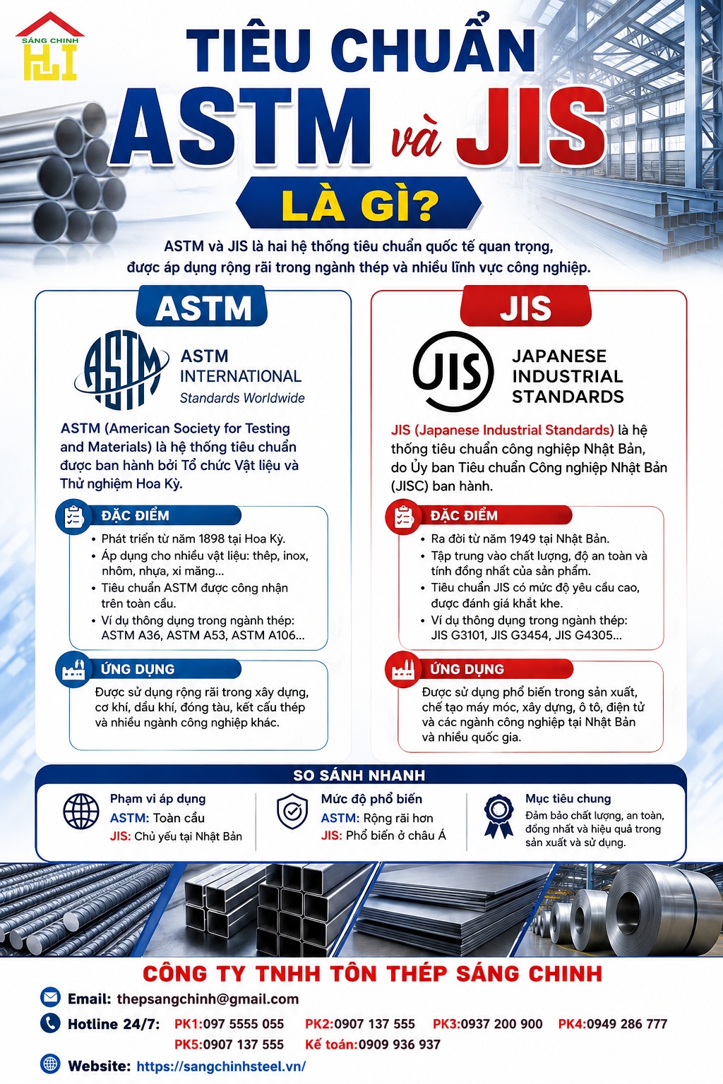 Quy đổi ASTM sang JIS
