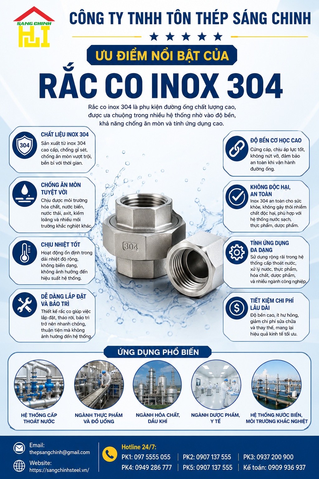 Rắc co inox 304