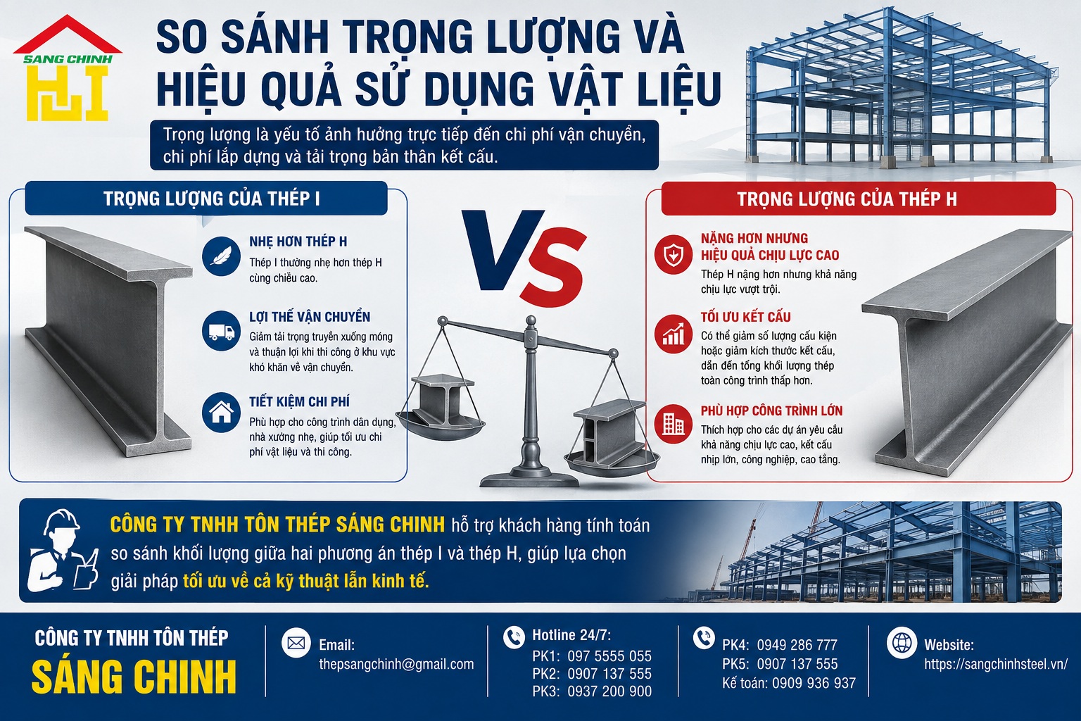 So sánh thép I và thép H