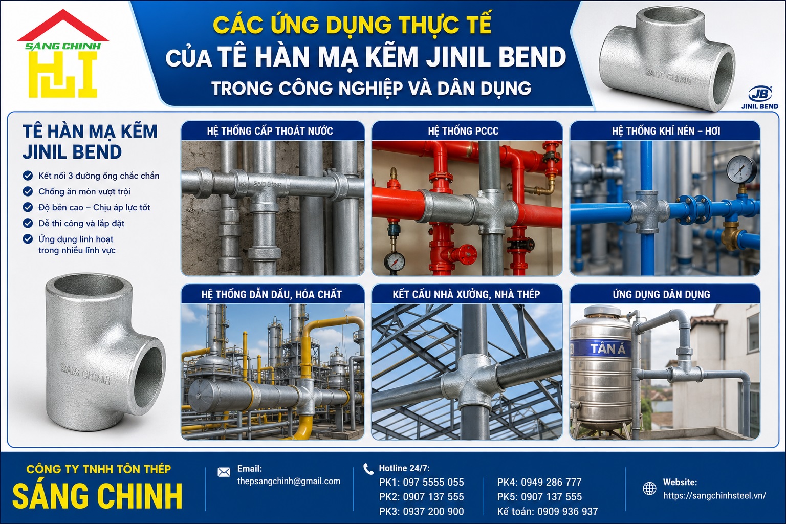 Tê hàn mạ kẽm Jinil bend (Dybend) – Hàn Quốc
