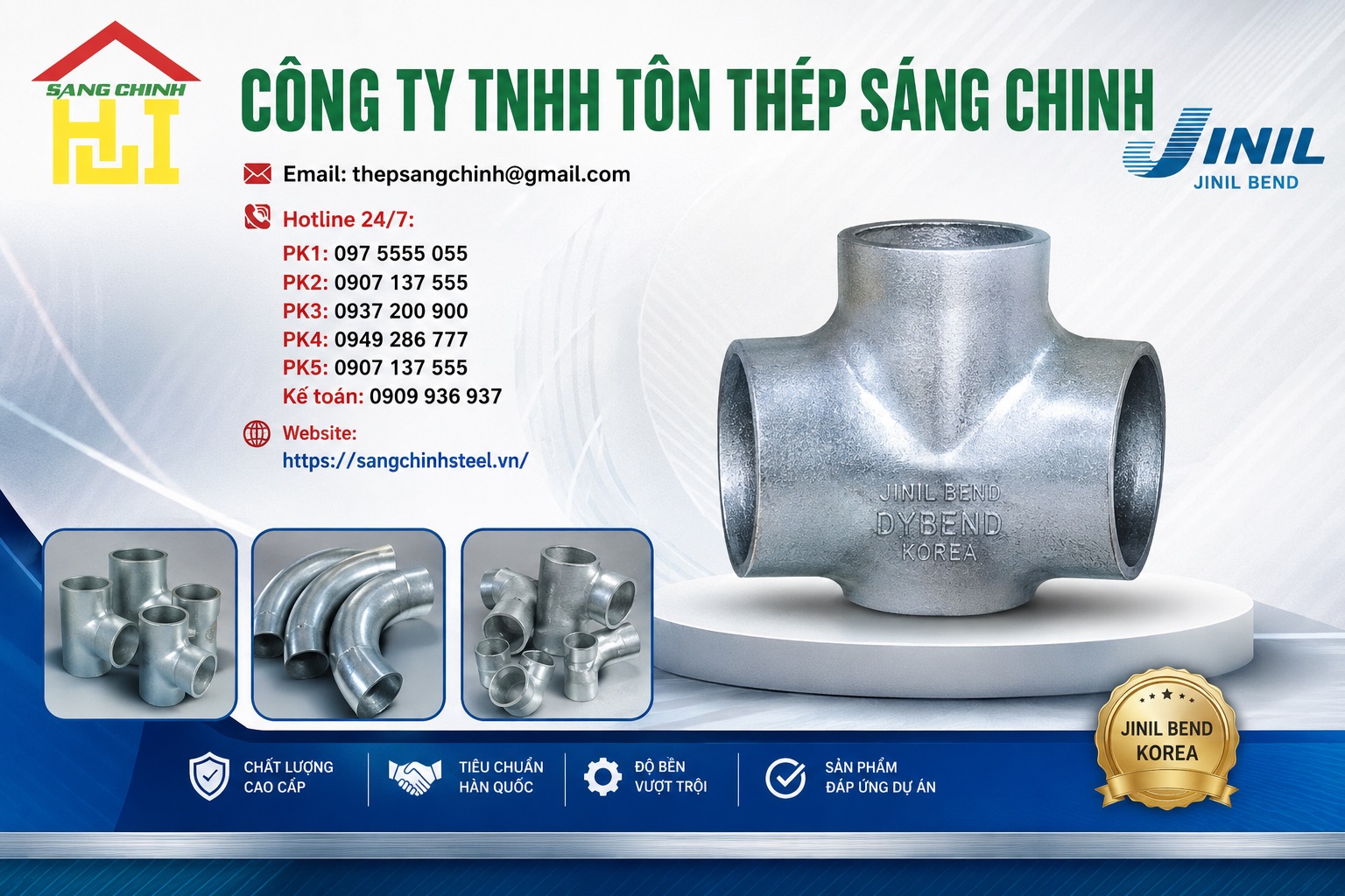 Tê hàn mạ kẽm Jinil bend (Dybend) – Hàn Quốc