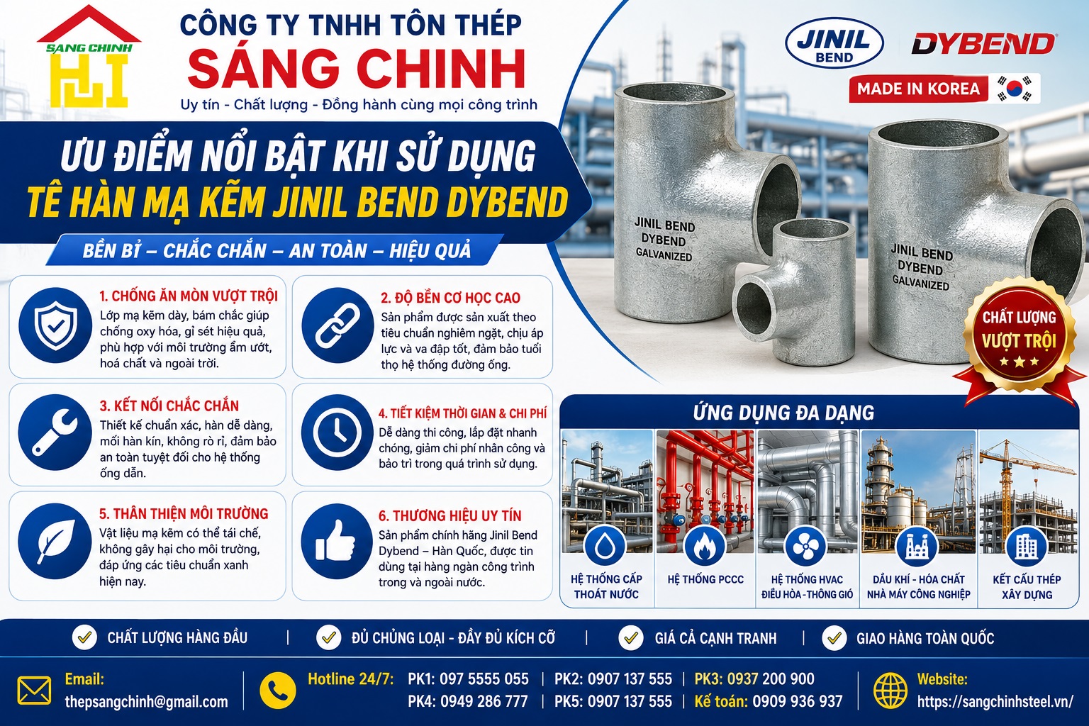 Tê hàn mạ kẽm Jinil bend (Dybend) – Hàn Quốc