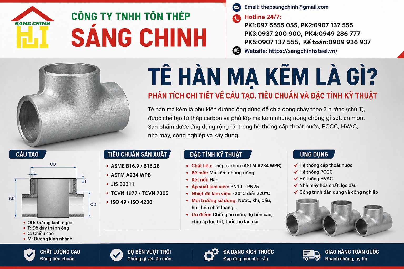 Tê Hàn Mạ Kẽm SCH20 SCH40 SCH80