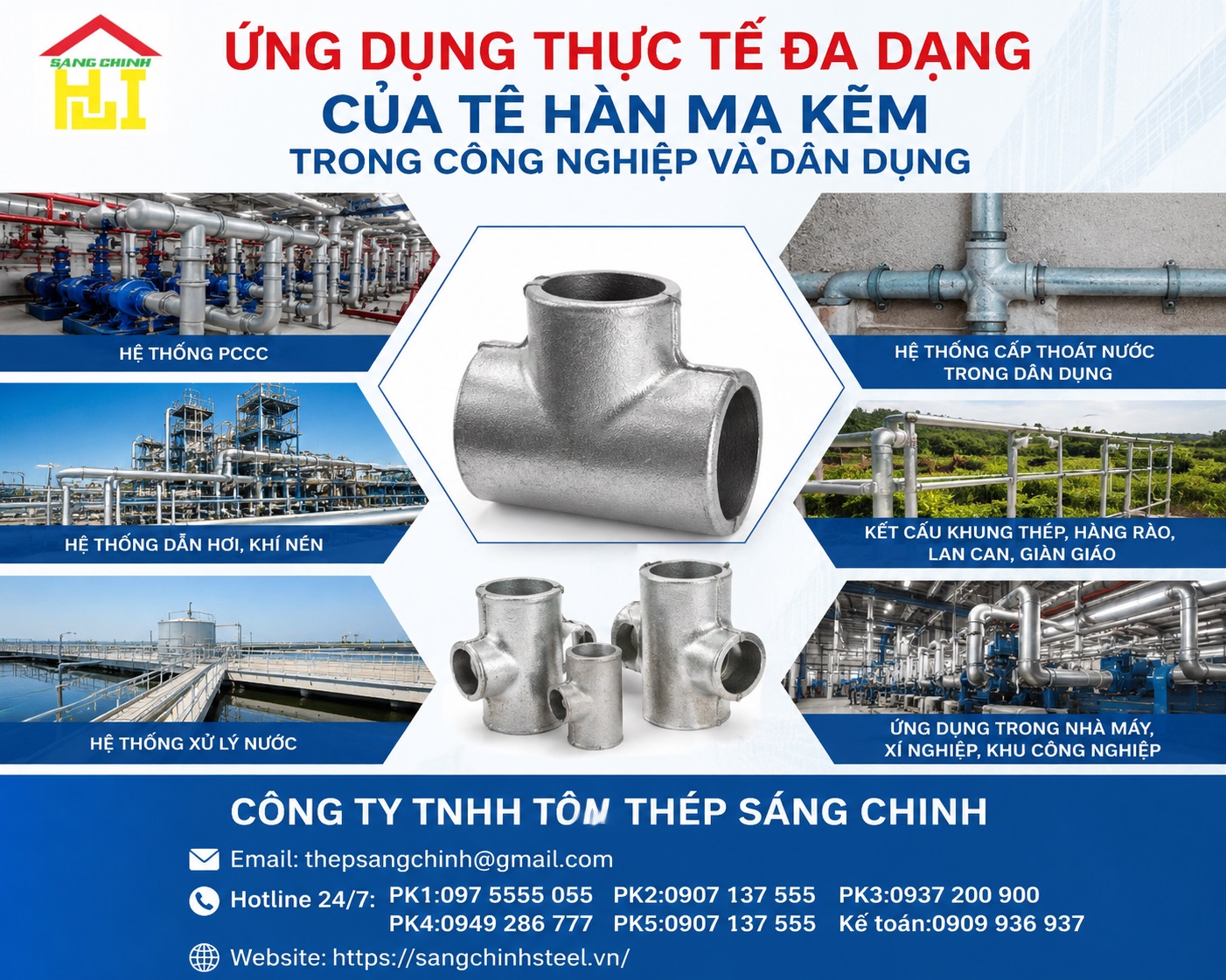 Tê Hàn Mạ Kẽm SCH20 SCH40 SCH80