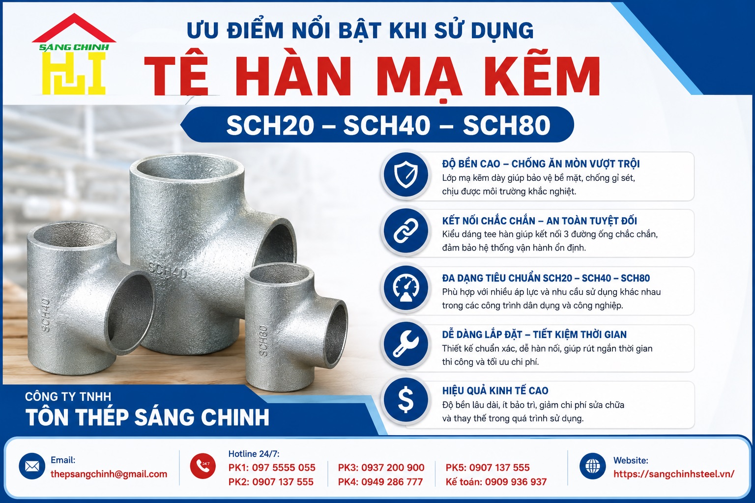 Tê Hàn Mạ Kẽm SCH20 SCH40 SCH80