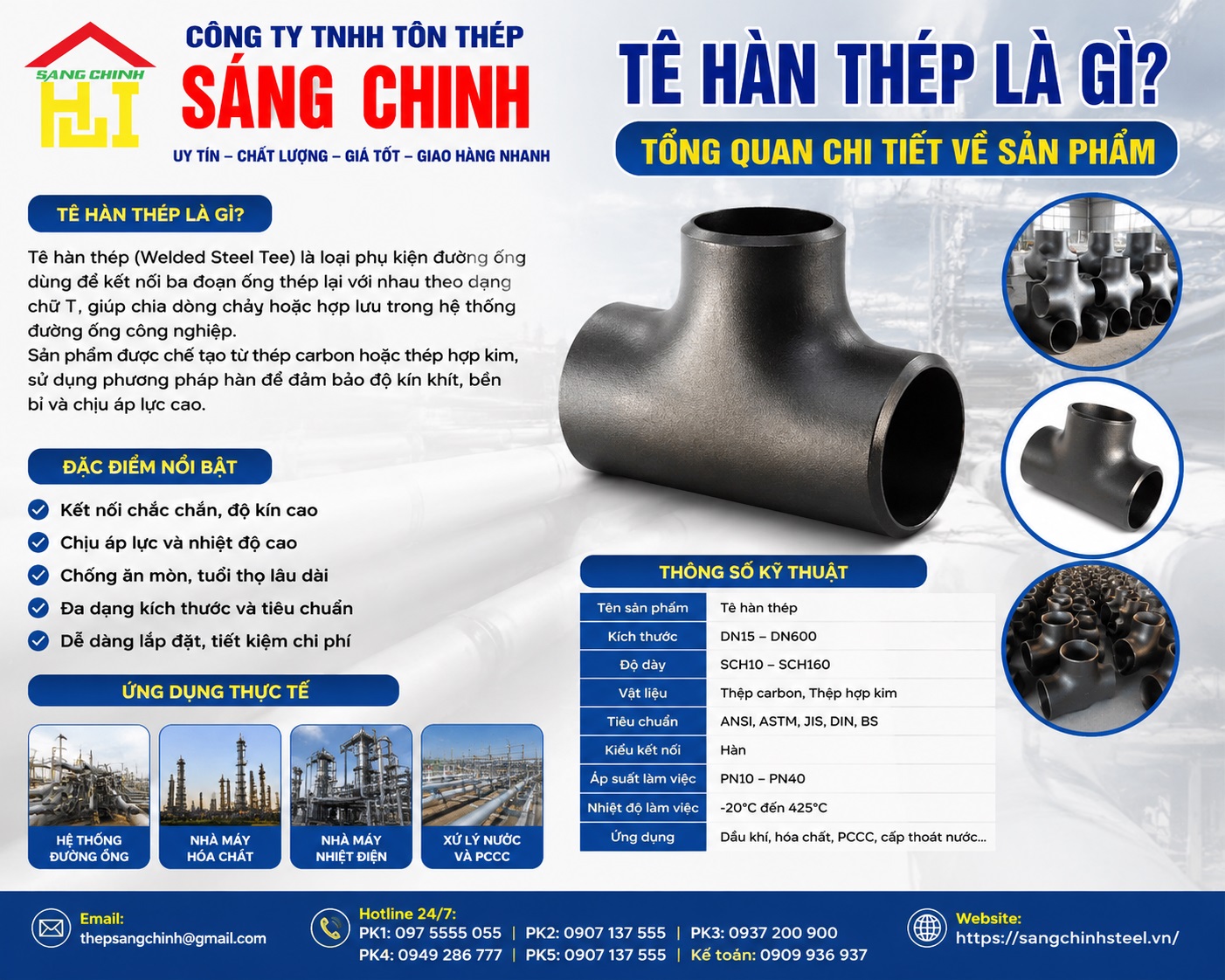 Tê Hàn Thép SCH20, SCH40, SCH80