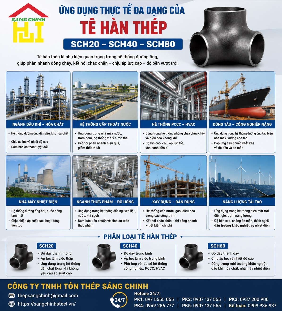 Tê Hàn Thép SCH20, SCH40, SCH80
