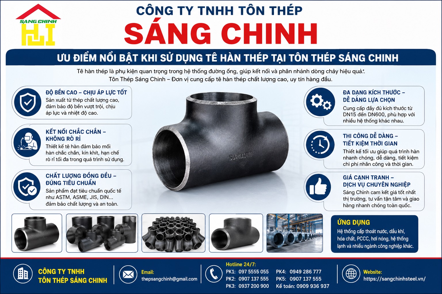 Tê Hàn Thép SCH20, SCH40, SCH80
