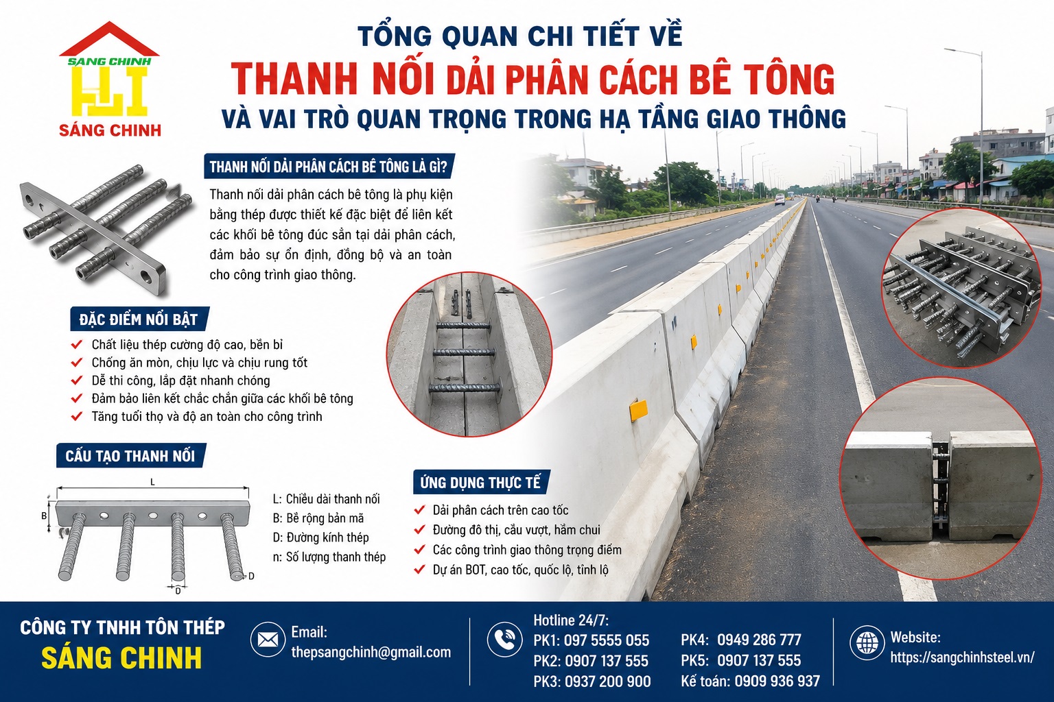 Thanh Nối Dải Phân Cách Betong (Chốt Thép Đuôi Cá)