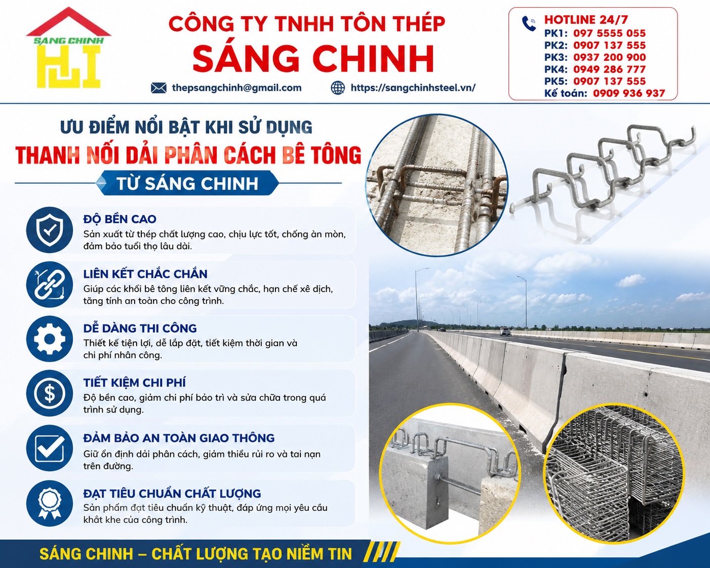 Thanh Nối Dải Phân Cách Betong (Chốt Thép Đuôi Cá)