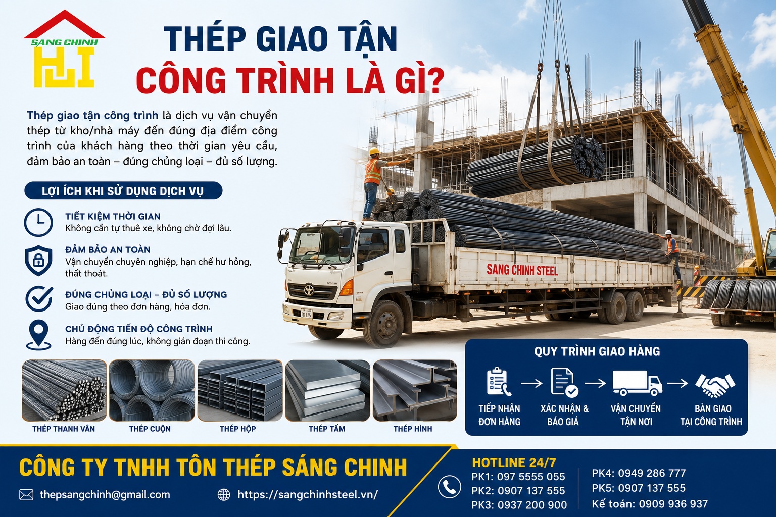 Thép giao tận công trình