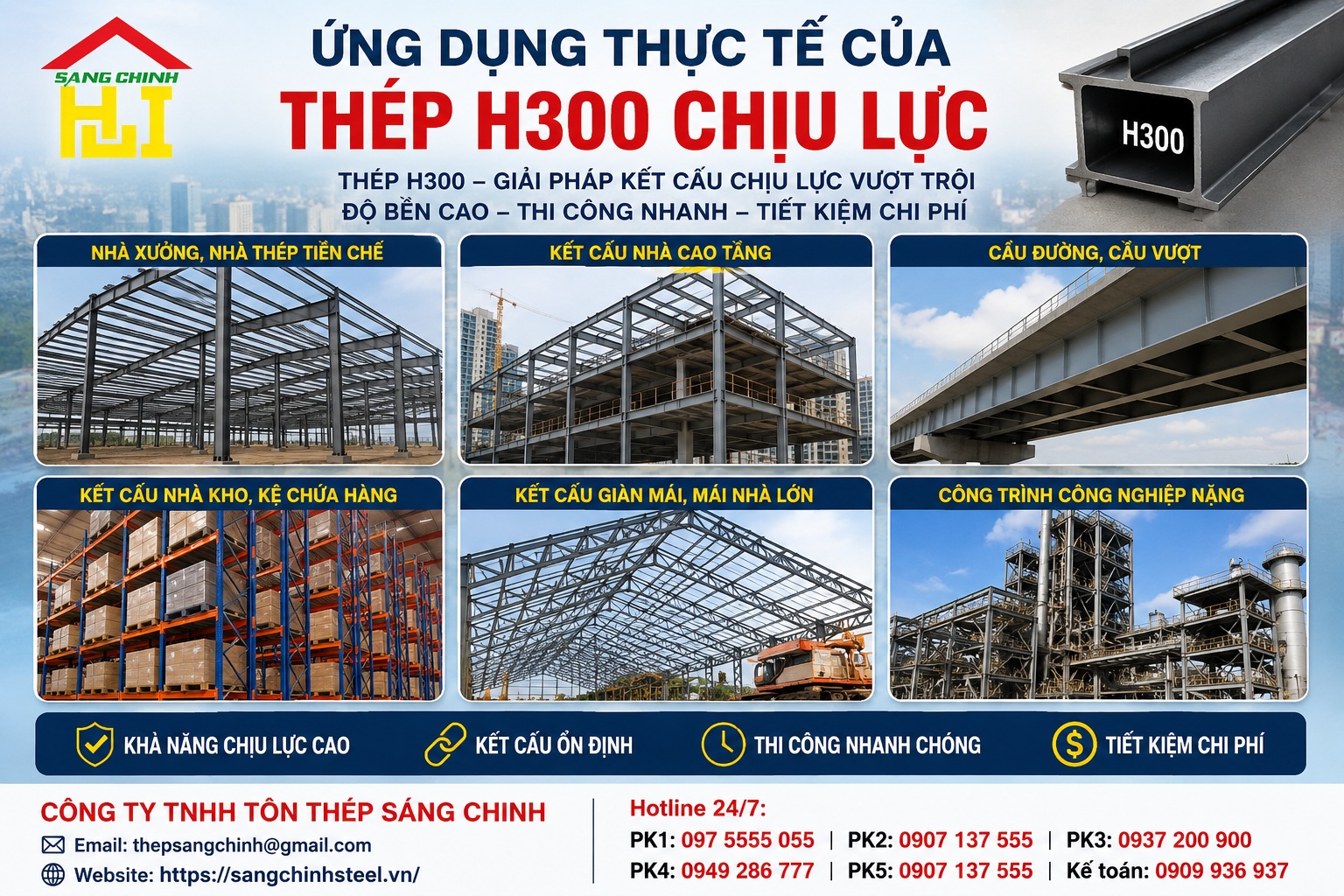 Thép H300 chịu lực