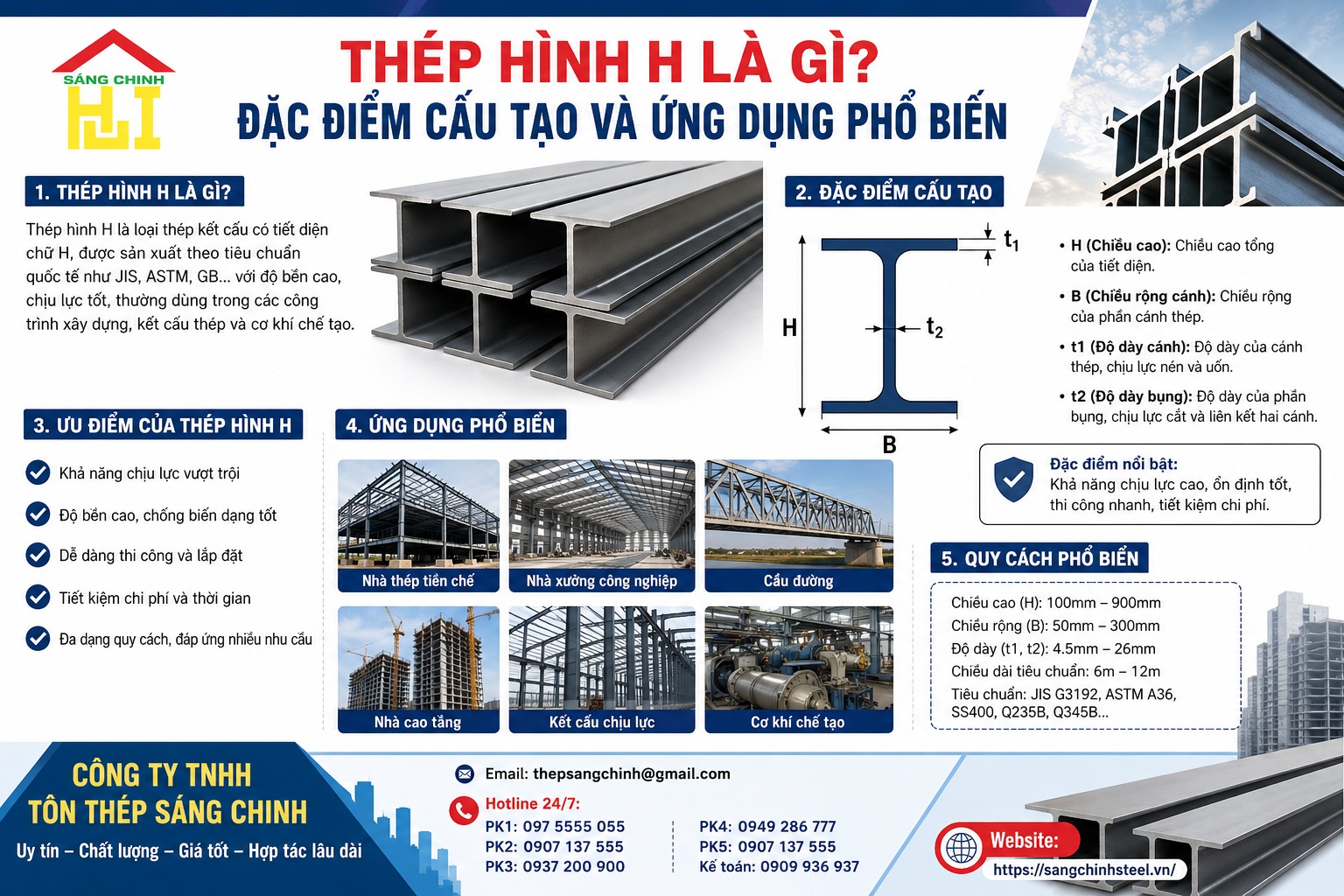 Thép hình H nặng bao nhiêu?