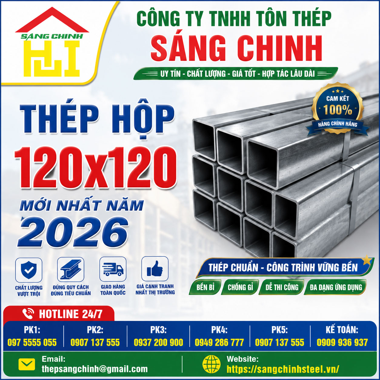 Bảng Báo Giá Thép Hộp 120x120 Mới Nhất Năm 2026