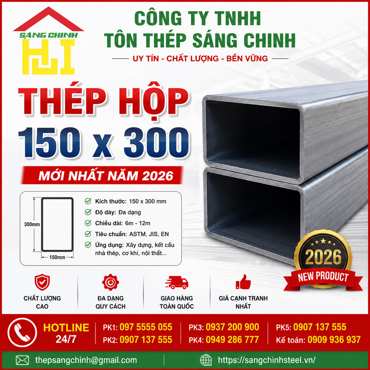 Bảng Báo Giá Thép Hộp 150 x 300 Mới Nhất Năm 2026