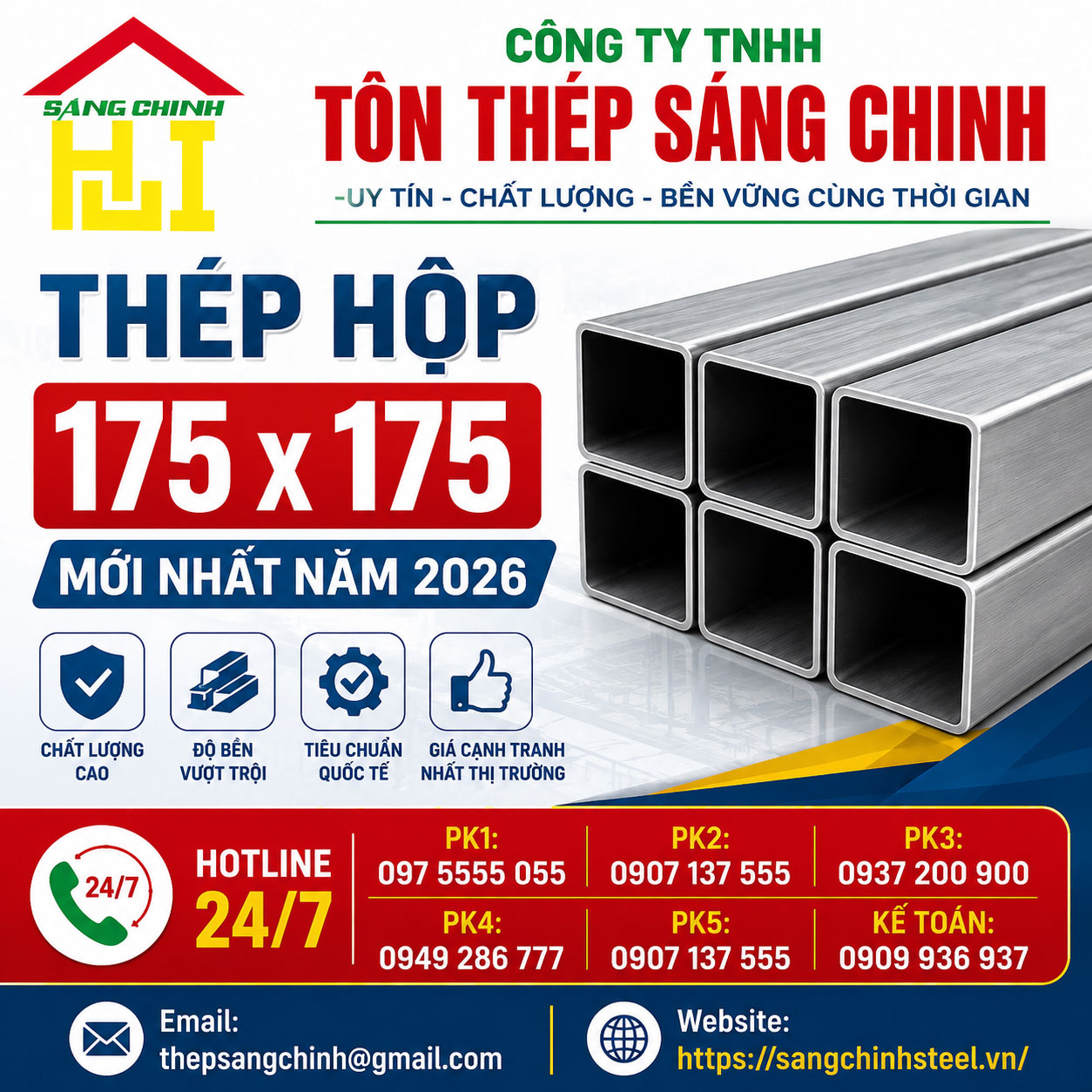 Bảng Báo Giá Thép Hộp 175 x 175 Mới Nhất Năm 2026