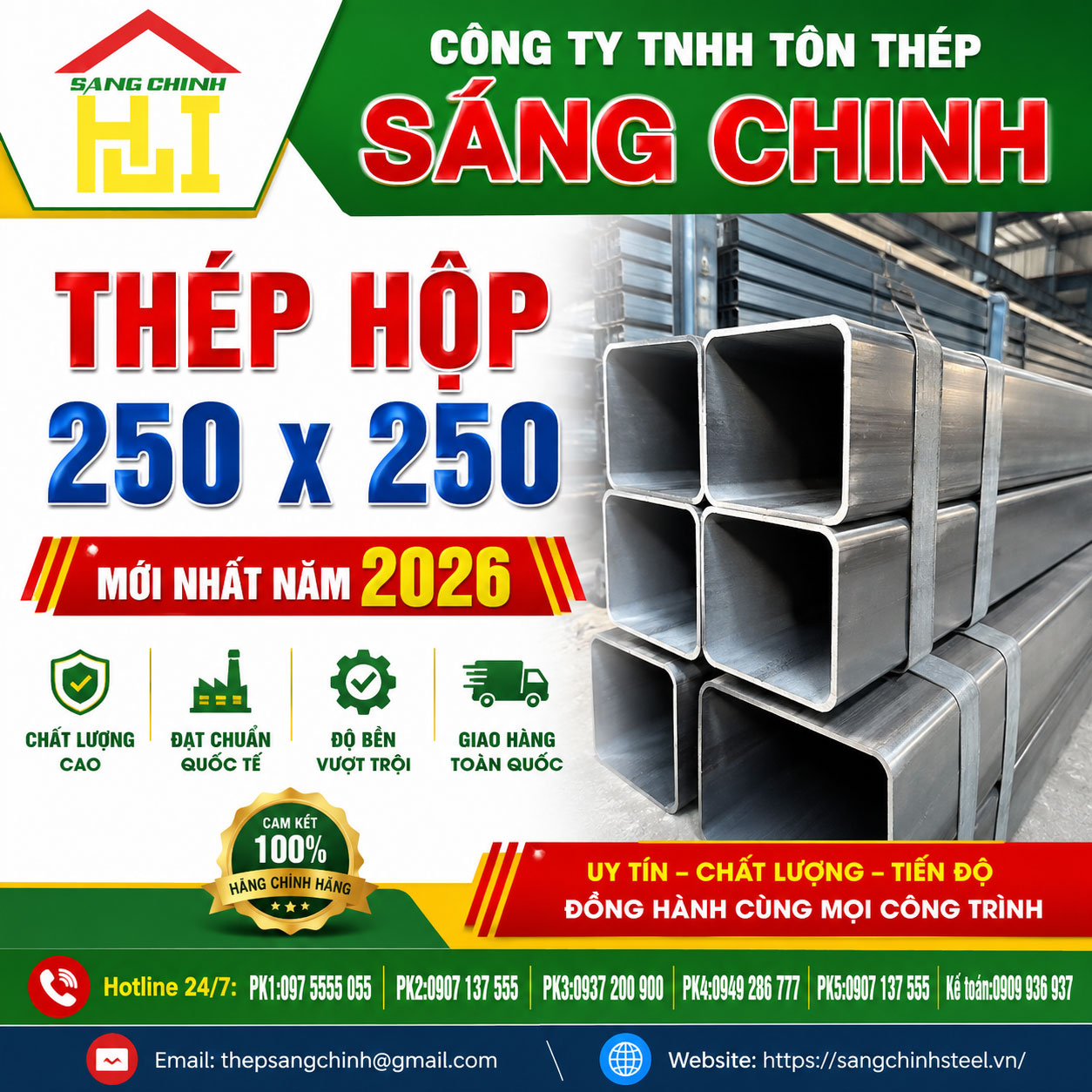 Bảng Báo Giá Thép Hộp 250 x 250 Mới Nhất Năm 2026