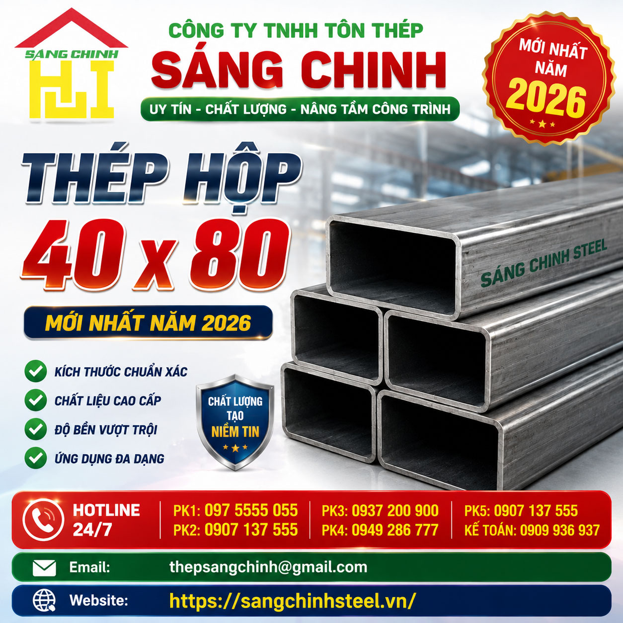 Bảng Báo Giá Thép Hộp 40 x 80 Mới Nhất Năm 2026