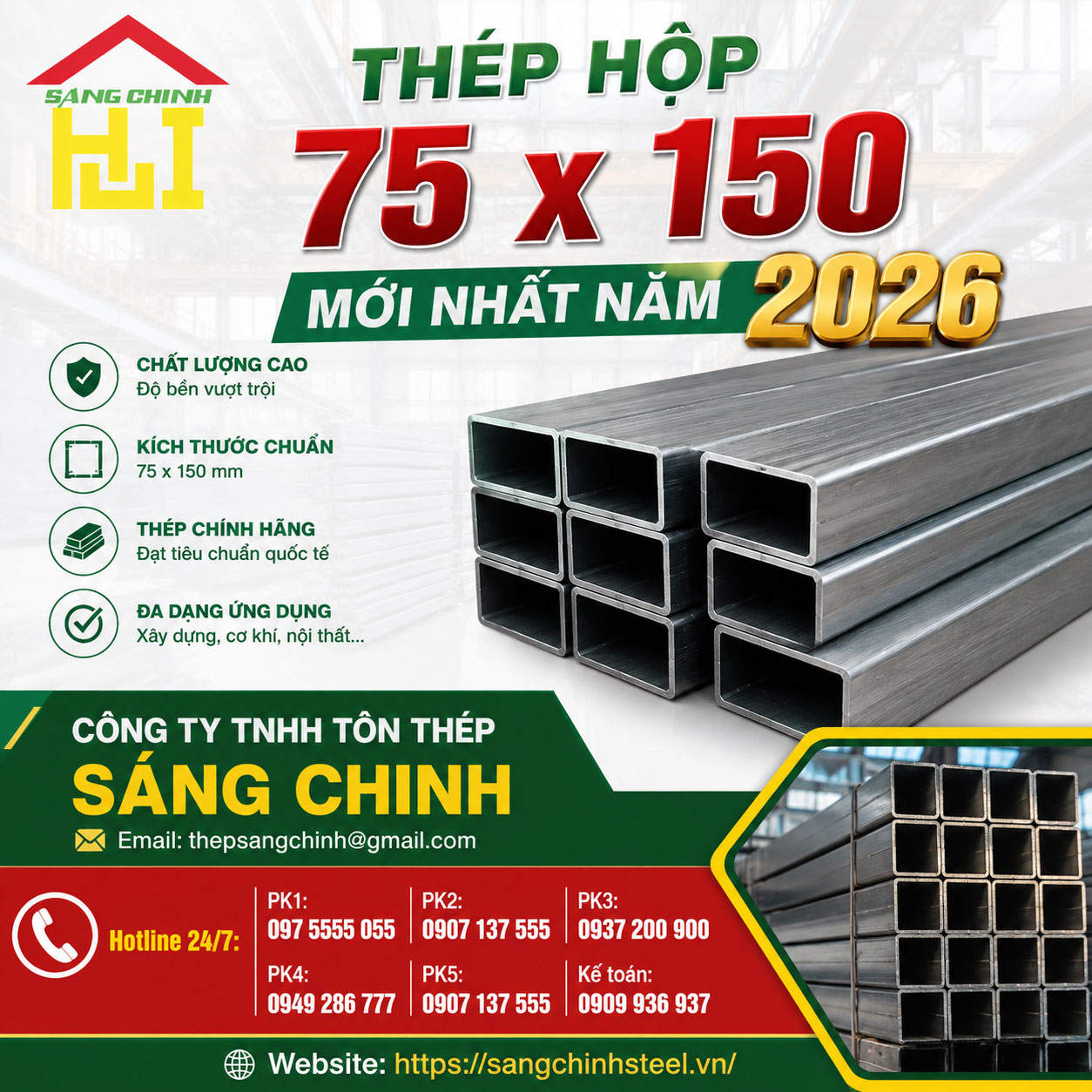 Bảng Báo Giá Thép Hộp 75 x 150 Mới Nhất Năm 2026