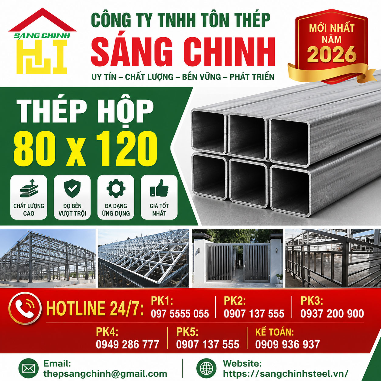 Bảng Báo Giá Thép Hộp 80 x 120 Mới Nhất Năm 2026