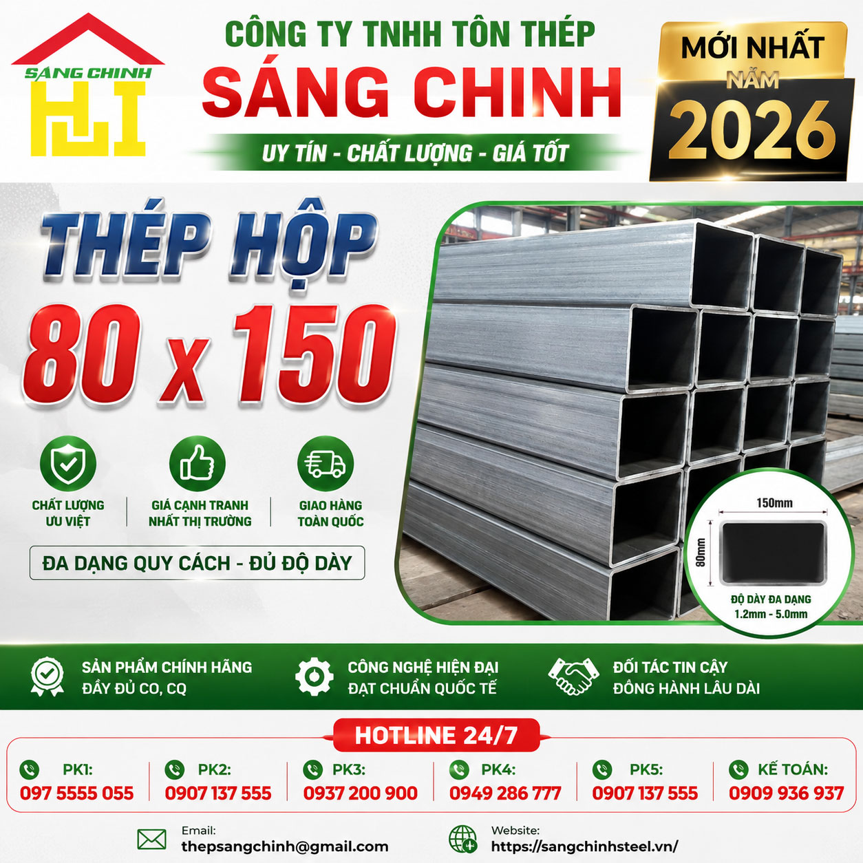 Bảng Báo Giá Thép Hộp 80 x 150 Mới Nhất Năm 2026