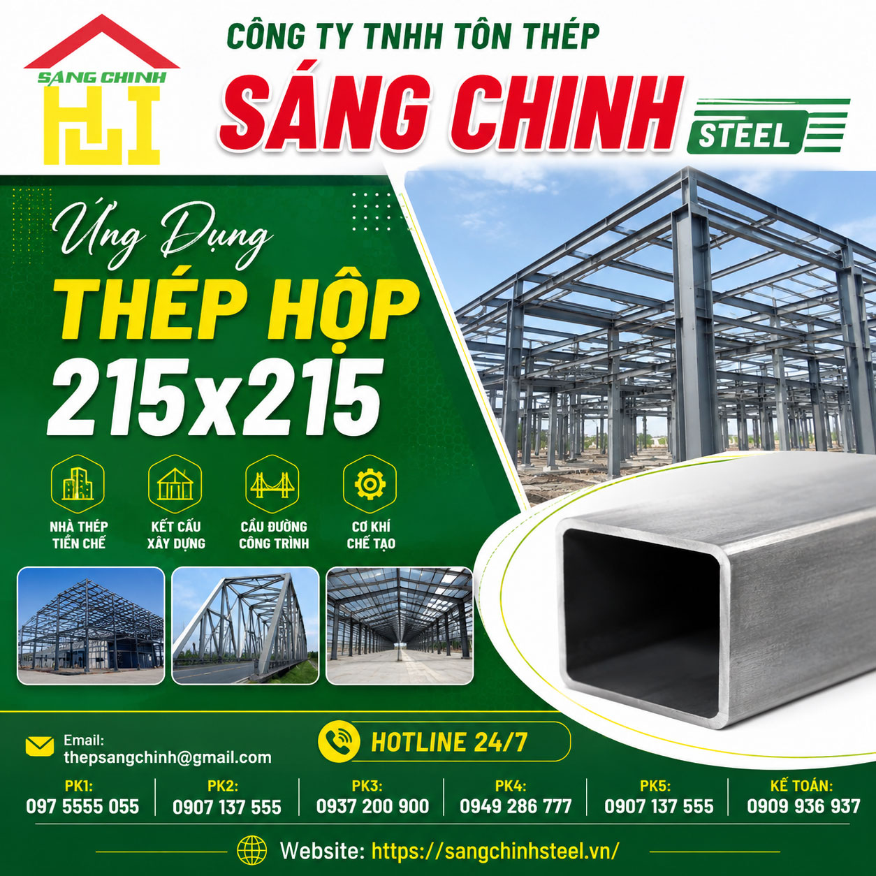 Bảng báo giá thép hộp 215x215