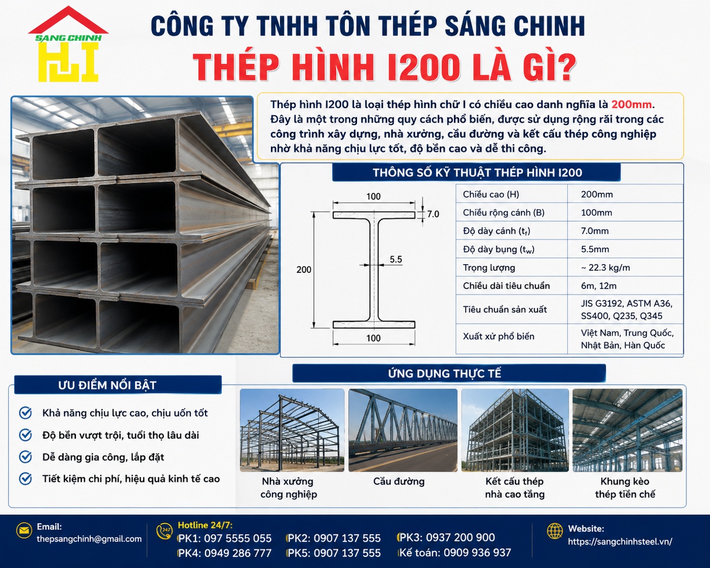 Thép I200 chịu tải bao nhiêu
