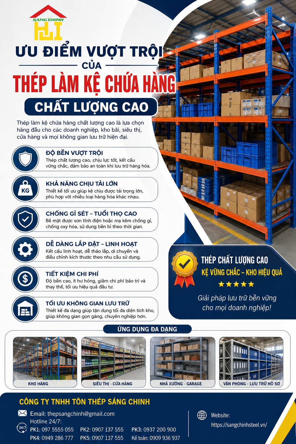 Thép làm kệ chứa hàng