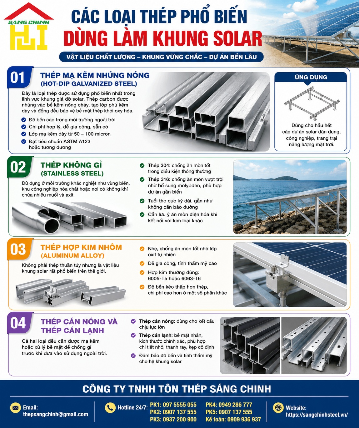 Thép làm khung solar