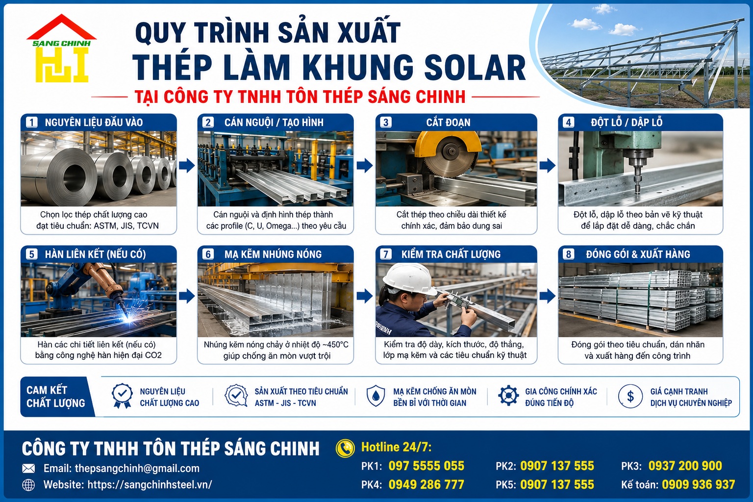 Thép làm khung solar