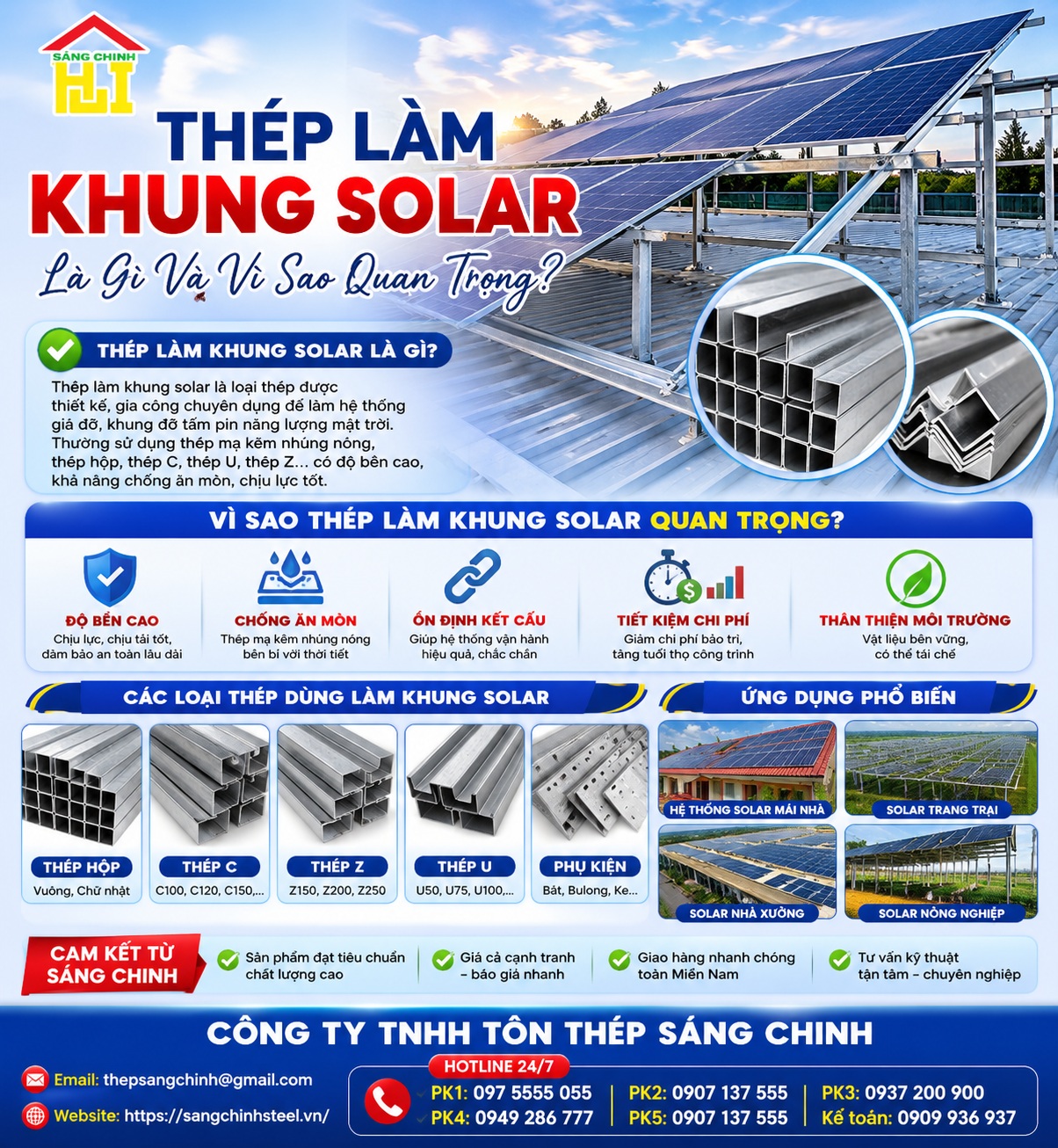 Thép làm khung solar