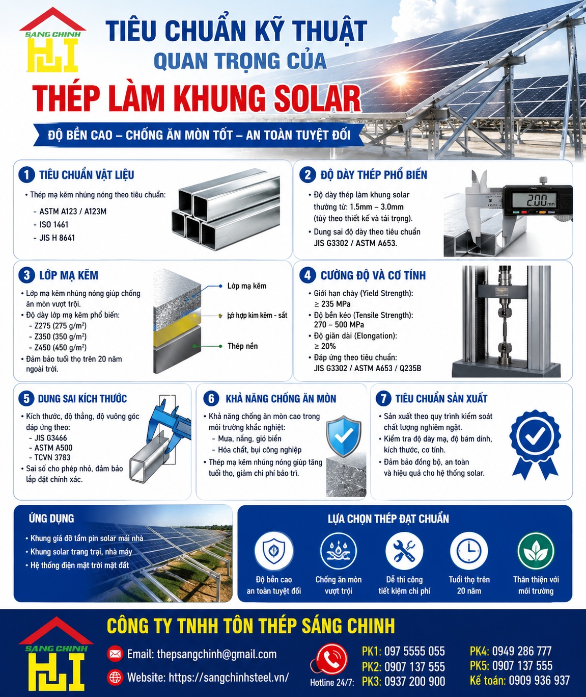 Thép làm khung solar