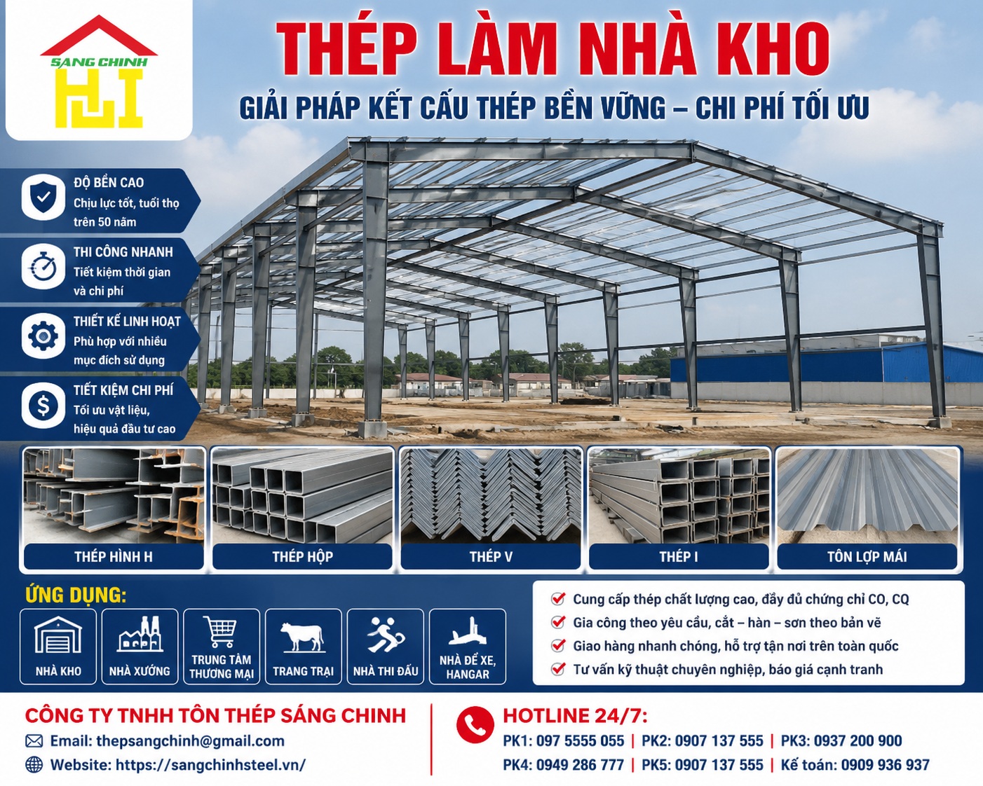 Thép làm nhà kho
