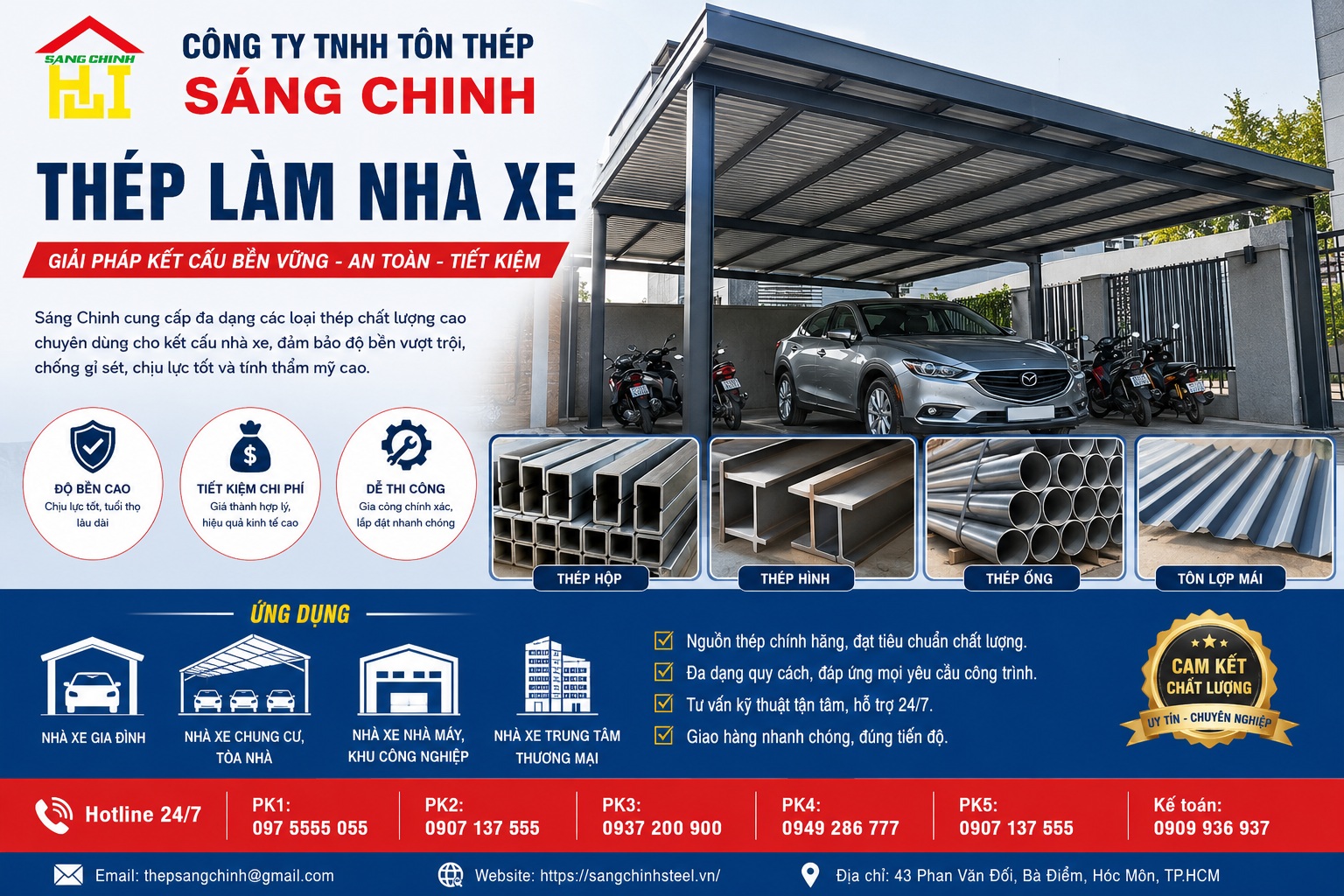 Thép làm nhà xe