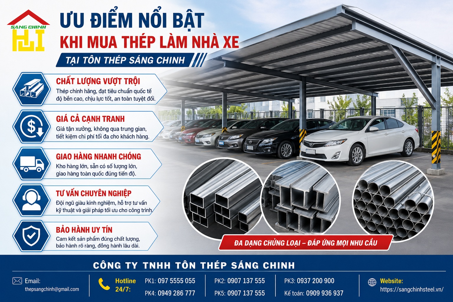 Thép làm nhà xe