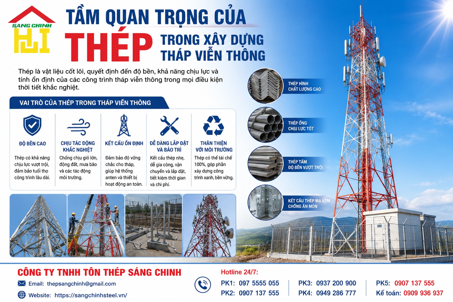 Thép làm tháp viễn thông