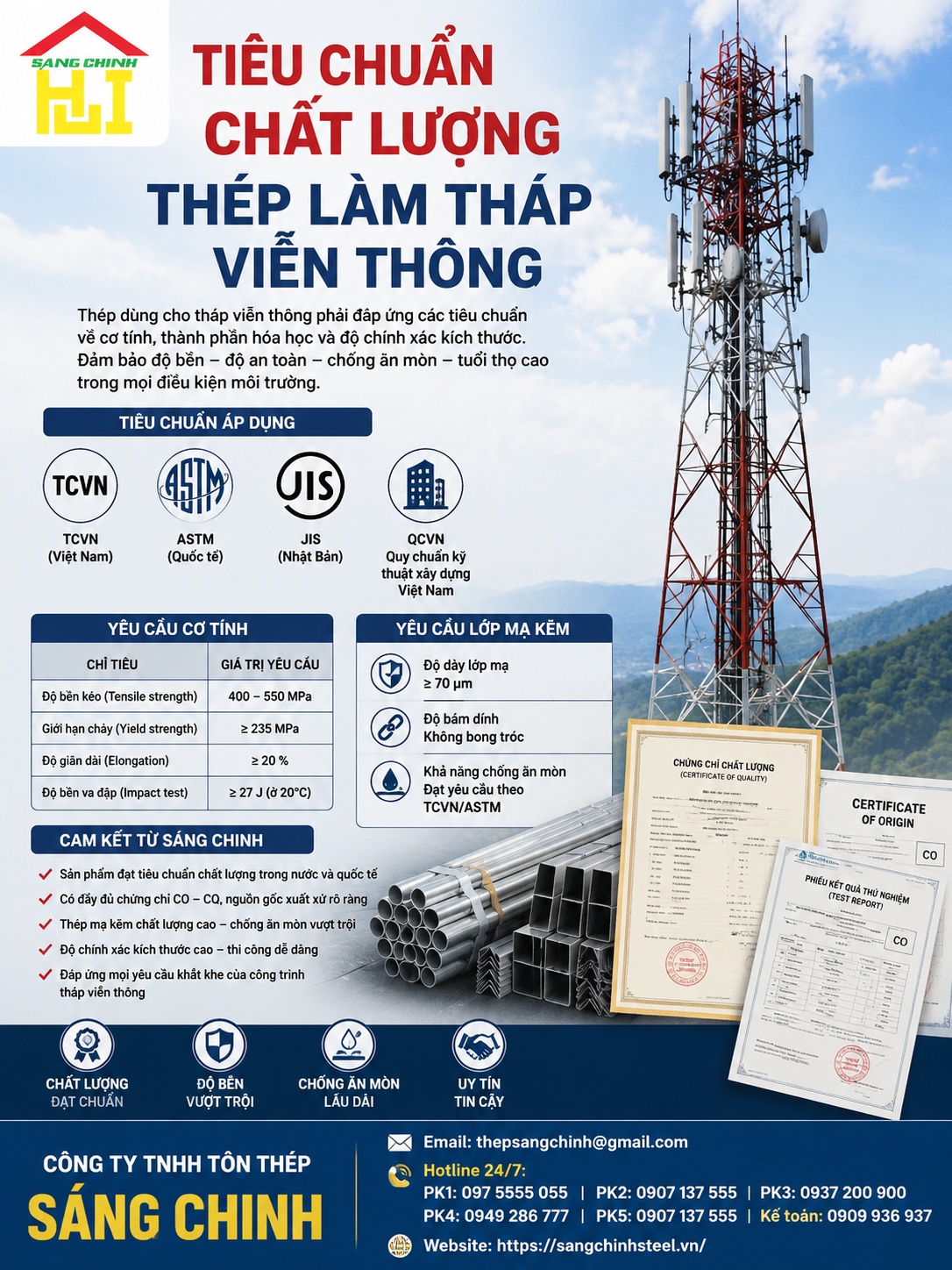 Thép làm tháp viễn thông