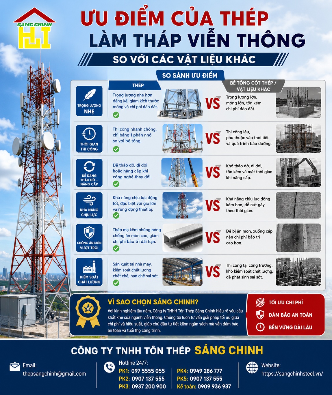Thép làm tháp viễn thông