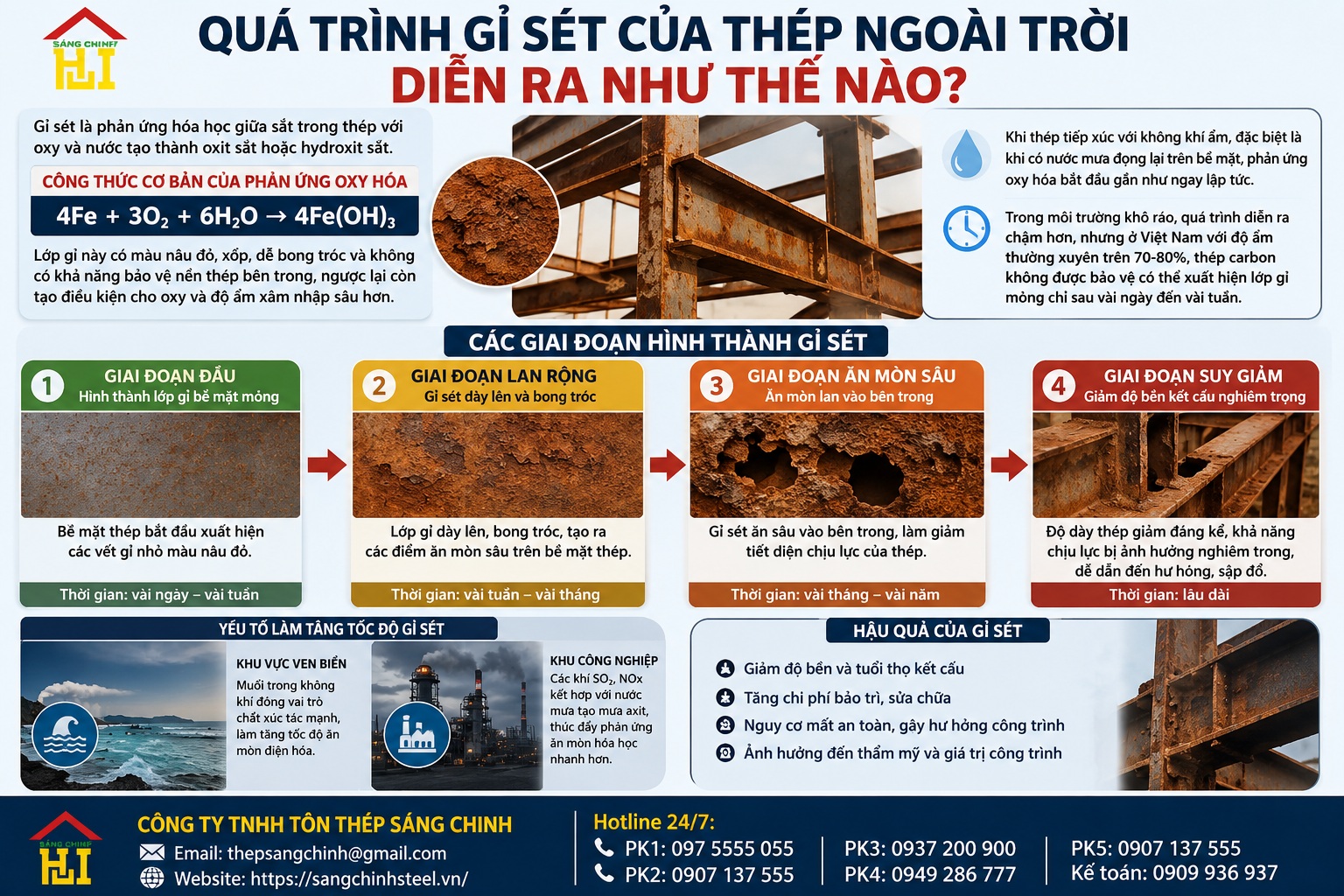 Thép ngoài trời bao lâu bị gỉ