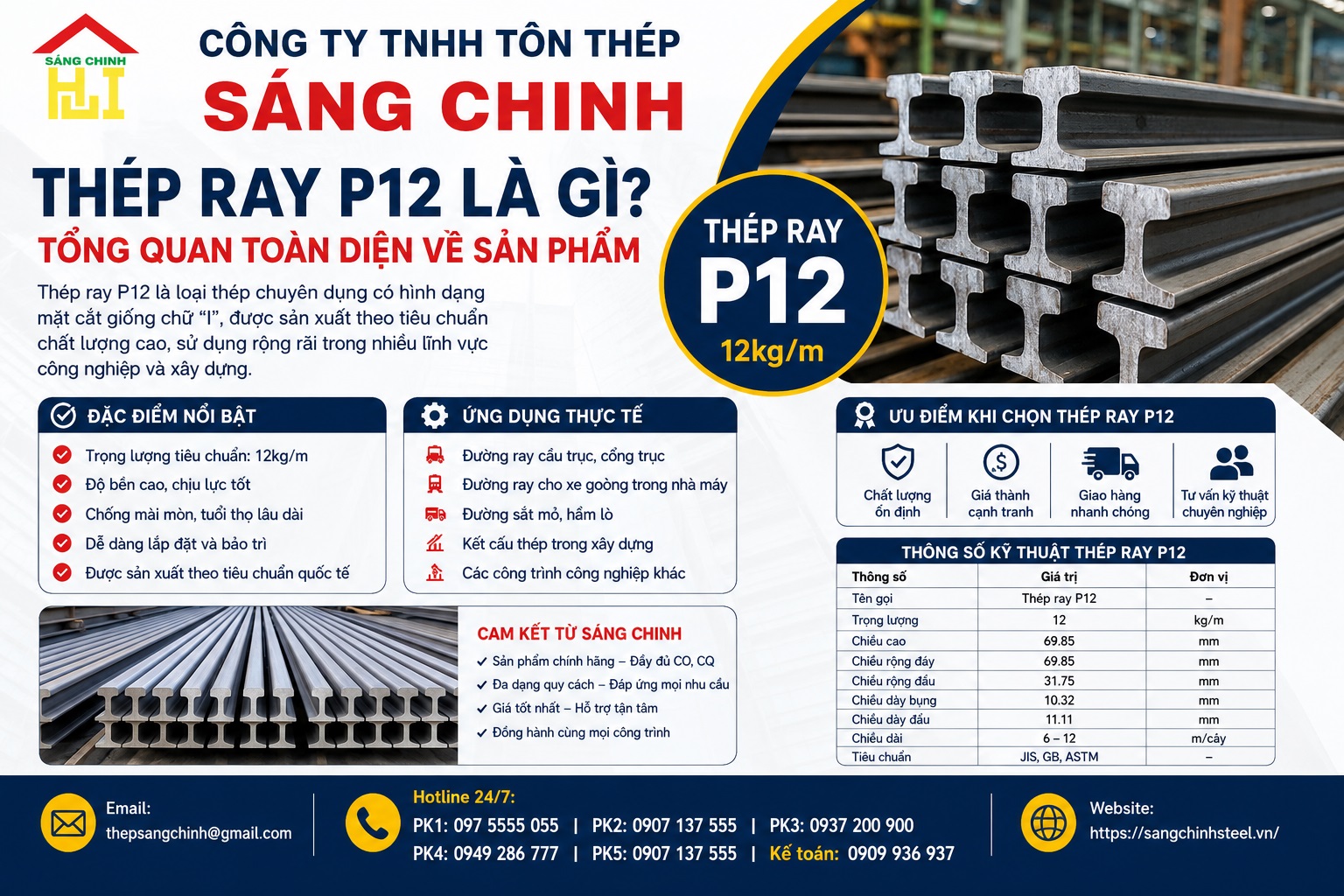 Thép Ray P12 (12kg/m)