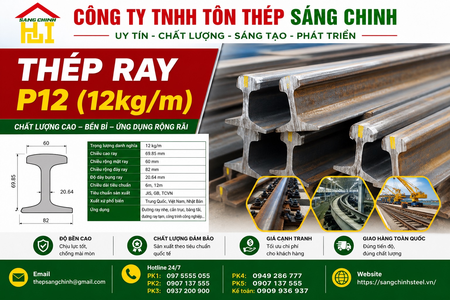 Thép Ray P12 (12kg/m)