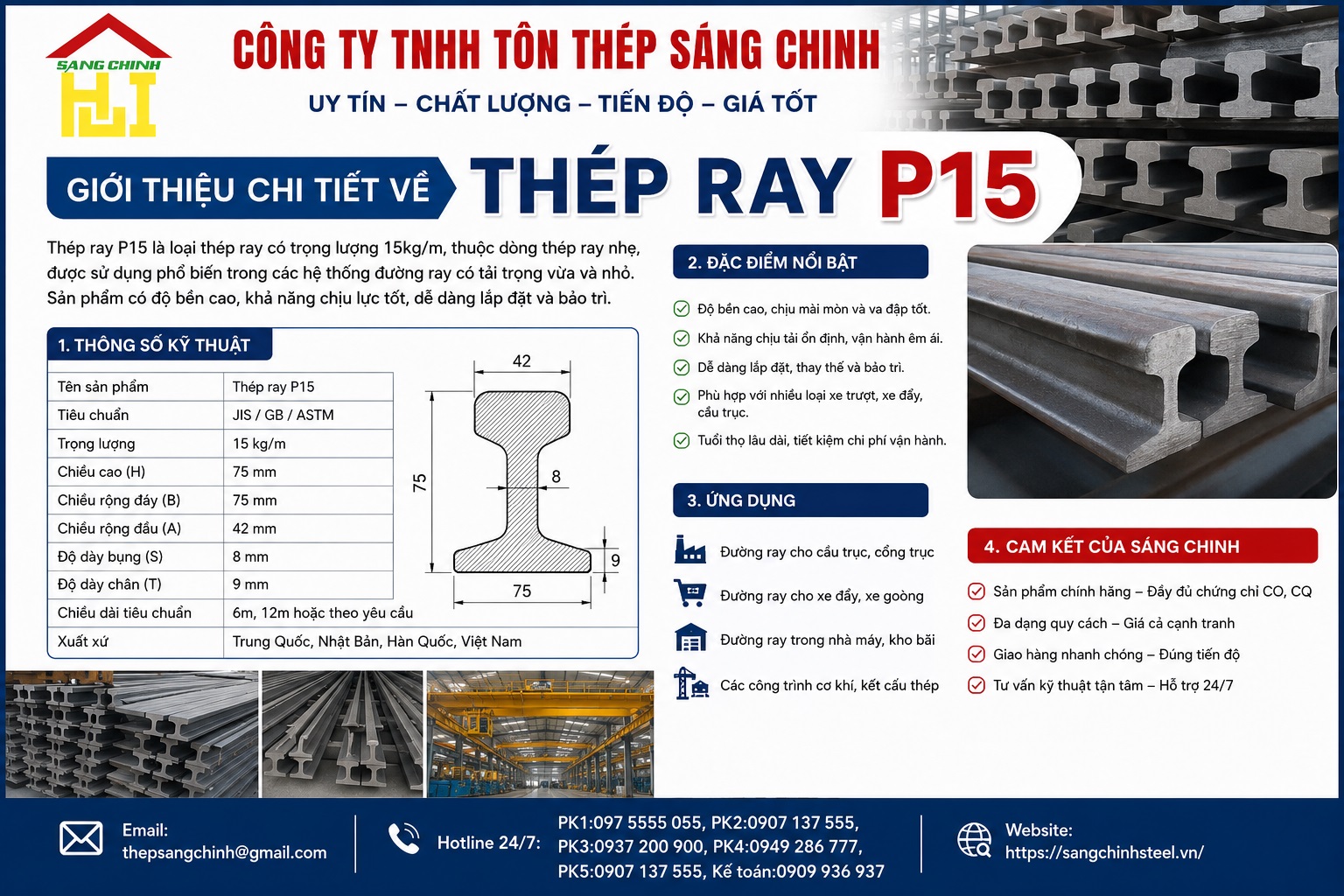 Thép Ray P15 (15.2kg/m)