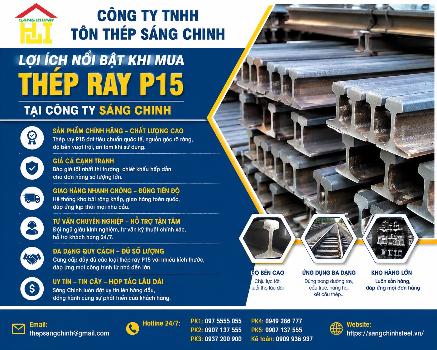 Thép Ray P15 (15.2kg/m)