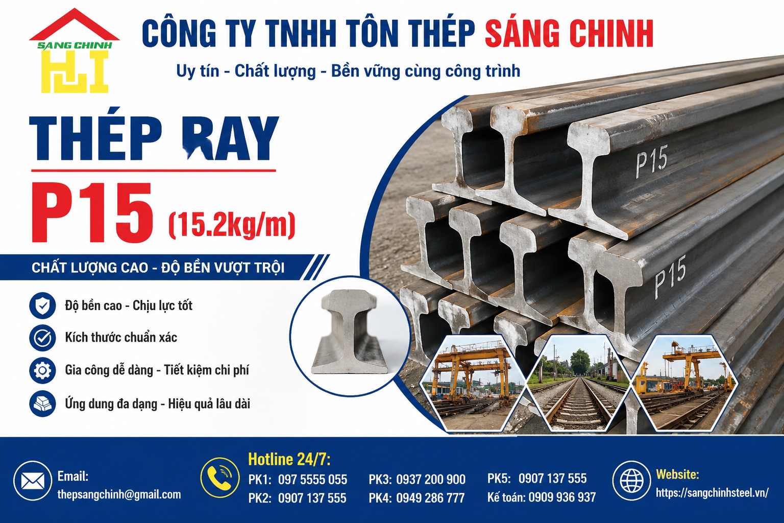 Thép Ray P15 (15.2kg/m)