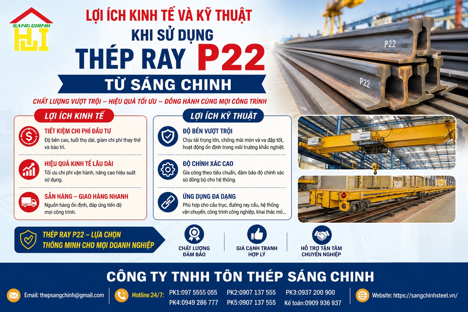 Thép Ray P22 (22.3kg/m)