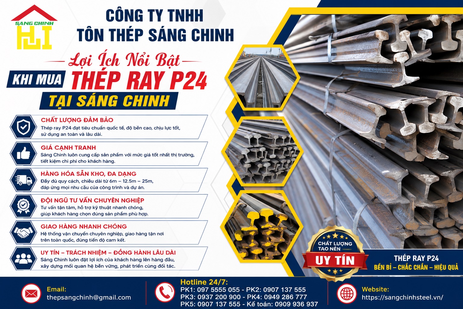 Thép Ray P24 (24kg/m)