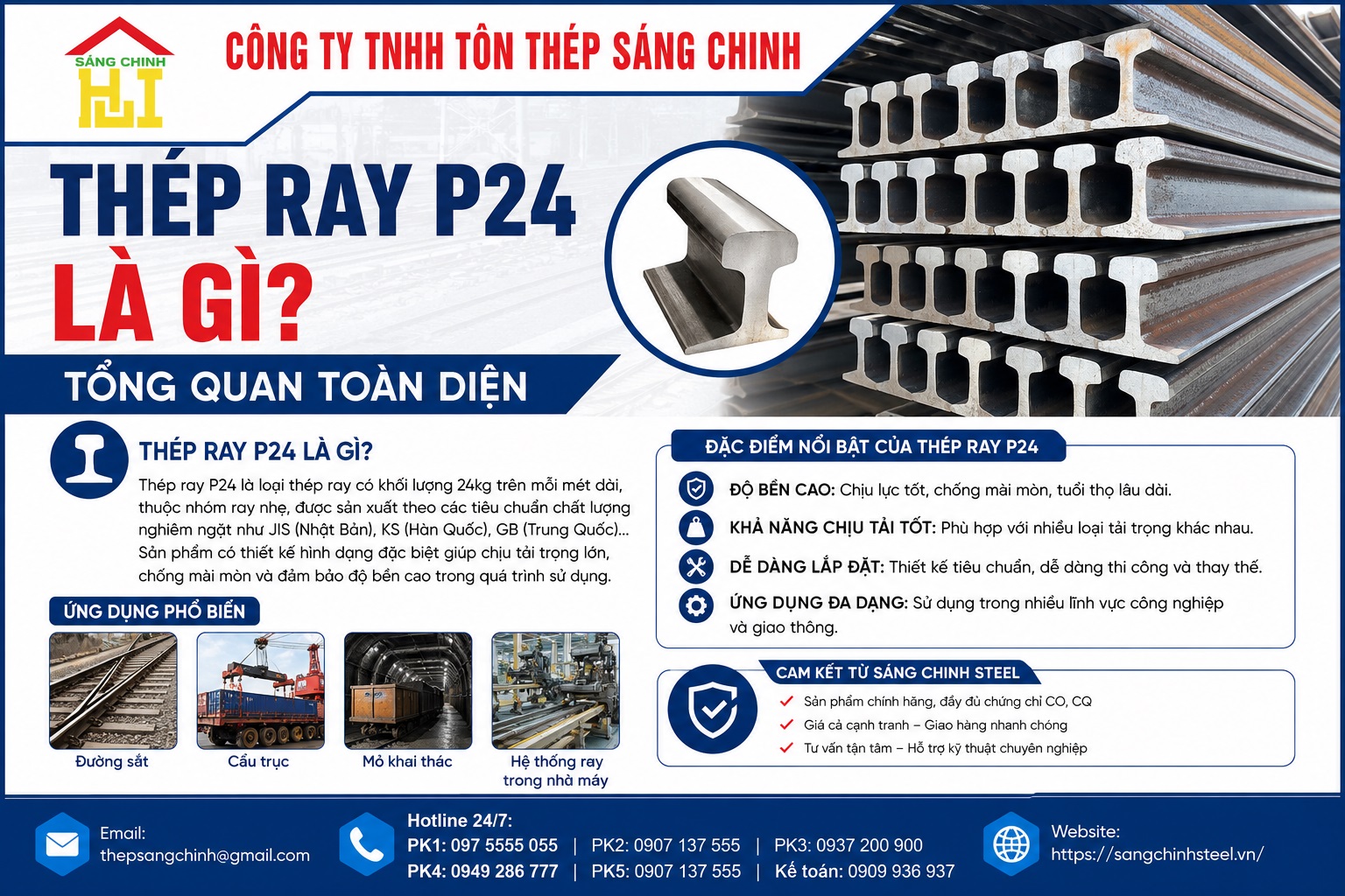 Thép Ray P24 (24kg/m)