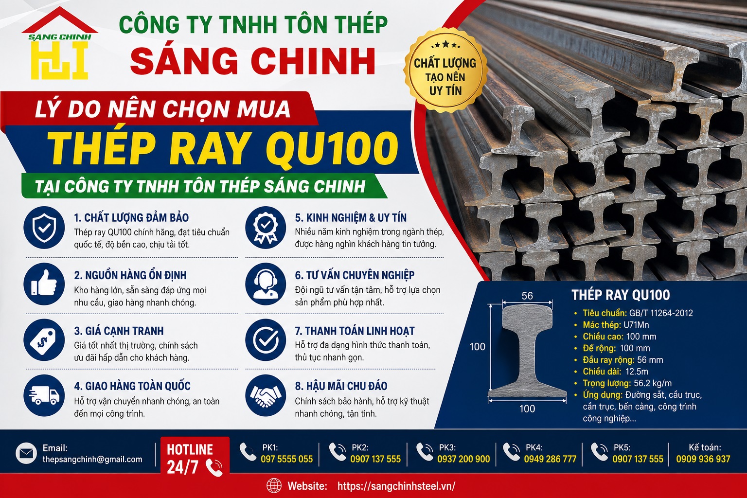Thép ray QU100