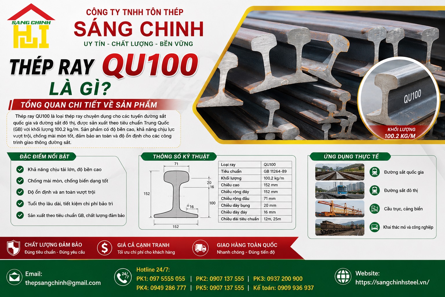 Thép ray QU100