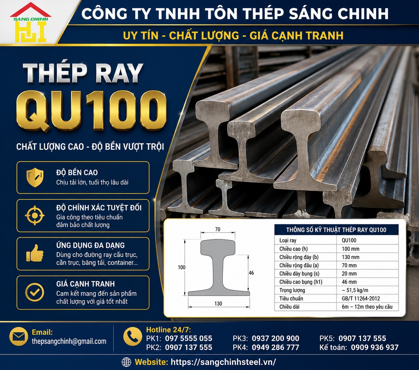 Thép ray QU100